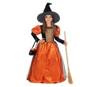 Funidelia Costume di strega Premium per bambina, Include vestito, cappello e borsa - Completo per bambini per feste, Carnevale e Halloween