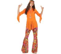 Funidelia | Costume Hippie felice con accessori per donna Anni 60, Hippie, Flower power, Decenni - Costume per Adulto e accessori per Feste, Carnevale e Halloween - Taglia L - Arancione