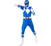 Funidelia Costume Power Ranger Blu Seconda Pelle per Donna e Uomo, Licenza Ufficiale, Taglia XL Film e Cinema, Supereroi - Vestito per Adulto per Feste, Carnevale e Halloween