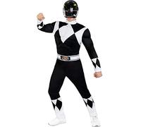 Funidelia Costume Power Ranger Nero per uomo, Licenza Ufficiale, Taglia L Film e Cinema, Supereroi - Vestito per Adulto per feste, Carnevale e Halloween