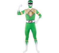 Funidelia Costume Power Ranger verde a pelle per donna e uomo, Licenza Ufficiale, Taglia L Film e Cinema, Supereroi - Vestito per Adulto per feste, Carnevale e Halloween