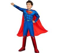 Funidelia | Costume Superman deluxe per bambino Supereroi, DC Comics, Lega della Giustizia - Costume per Bambini e accessori per Feste, Carnevale e Halloween - Taglia 7-9 anni - Azzurro/Blu