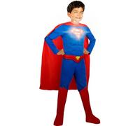 Funidelia | Costume Superman Lights On! per bambino Supereroi, DC Comics, Lega della Giustizia - Costume per Bambini e accessori per Feste, Carnevale e Halloween - Taglia 5-6 anni - Rosso