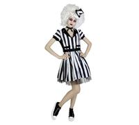 Funidelia Costume Ufficiale di Beetlejuice per donna con cintura, parrucca e cappello, Vestito di Tim Burton per adulti, Costumi di Carnevale, Halloween e Feste - Taglia L