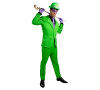 Funidelia Costume Ufficiale di Enigma per uomo, Giacca, pantaloni, guanti, cravatta, cappello e maschera, Supereroi, DC Comics - Tenuta per adulti per feste, Carnevale e Halloween - Taglia M