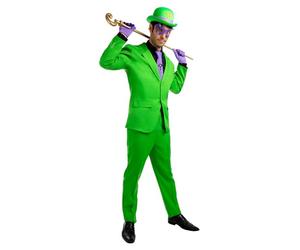 Funidelia Costume Ufficiale di Enigma per uomo, Giacca, pantaloni, guanti, cravatta, cappello e maschera, Supereroi, DC Comics - Tenuta per adulti per feste, Carnevale e Halloween - Taglia XL