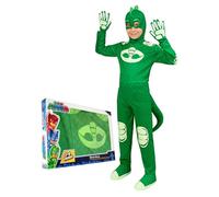Funidelia Costume Ufficiale di Geco PJ Masks deluxe per bambino, Include tuta con coda, maschera e guanti - Tenuta per bambini per feste, Carnevale e Halloween - Taglia 5-6 anni