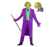 Funidelia Costume Ufficiale di Joker Il Cavaliere Oscuro per Uomo con parrucca, Tenuta da Joker per Adulto, Costumi di Halloween e Carnevale - Taglia M