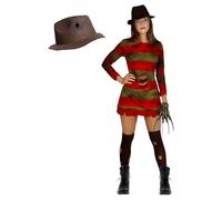 Funidelia Costume Ufficiale di Krueger con Cappello - Nightmare on Elm Street per Donna, Vestito e Calzini - Completo per Adulti per Feste, Carnevale e Halloween - Taglia M
