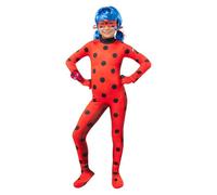Funidelia Costume Ufficiale di Ladybug per Bambina con tutina, parrucca, maschera, orecchini e peluche, Tenuta di Miraculous Infantile, Costumi di Carnevale, Halloween e Feste - Taglia 10-12 anni