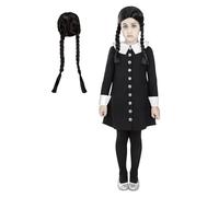 Funidelia Costume Ufficiale di Mercoledì Addams con parrucca - La Famiglia Addams per bambina, Include vestito e parrucca - Completo per bambini per feste, Carnevale e Halloween - Taglia 10-12 anni