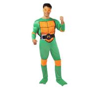 Funidelia Costume Ufficiale di Michelangelo Tartarughe Ninja per Uomo con tutina muscolosa, guscio e maschera, Tenuta da Ninja per Adulto, Costumi di Carnevale, Halloween e Feste - Taglia L