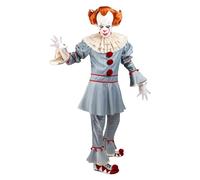 Funidelia Costume Ufficiale di Pennywise IT Capitolo Due per Uomo con camicia, pantaloni, colletto e ponpon decorativi, Tenuta di IT per Adulto, Costumi di Carnevale, Halloween e Feste - Taglia XS
