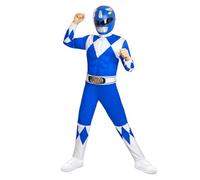 Funidelia Costume Ufficiale Power Ranger Blu per bambino, Include tuta, cintura e mezza maschera, Supereroi - Tenuta per bambini per feste, Carnevale e Halloween