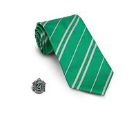 Funidelia Cravatta Ufficiale e pin Serpeverde Harry Potter per uomo, Include: Cravatta con pin. Merchandising per regalare a Natale e Compleanni.
