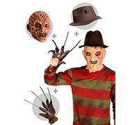 Funidelia | Felpa Freddy Krueger da con cappello, guanti e maschera - Nightmare on Elm Street per uomo Costume per Adulto e accessori per Feste, Carnevale e Halloween - Taglia L - Rosso