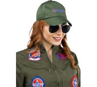 Funidelia | Kit cappello e occhiali Top Gun per uomo Pilota, Aviatore, Professioni - Accessori per Adulto, accessorio per costume - Verde scuro