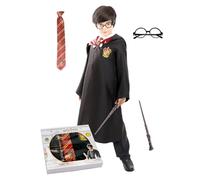 Funidelia Kit Costume Ufficiale di Harry Potter per Bambino e Bambina con tunica, cravatta, occhiali e bacchetta, Tunica Grifondoro Hogwarts, Costumi Carnevale, Halloween e Feste - Taglia 5-6 anni