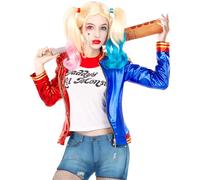 Funidelia Kit Costume Ufficiale Harley Quinn - Suicide Squad per donna, Include maglietta e giacca, DC Comics - Tenuta per adulti per Carnevale e Halloween - Taglia S