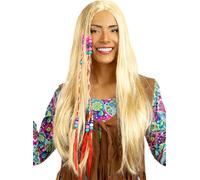 Funidelia | Parrucca di hippy bionda per donna e uomo Anni 60, Hippie, Flower power, Decenni - Accessori per Adulto, accessorio per costume - Bianco