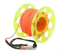 Funien Bobina da Immersione Bobina da Immersione 15 M Guida Subacquea in Plastica con Gancio a Doppia estremità in Acciaio Inossidabile a Forma di P per Immersioni (ruota gialla)