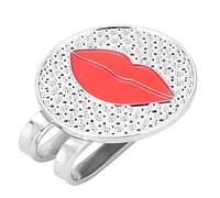 Funien Clip per Cappello da Indicatore per Pallina Indicatore Sfera Magnetica Clip Cappuccio in Acciaio Inossidabile Design Magnetico (Marchio Rotondo Labbro Rosso C548)