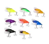 Funien Esca per Pesca Alla Cicala Esca per Pesca Alla Cicala Esche Pesci 8 Colori Simulazione di Esche Pesci Vita Come il Nuoto Azione in Plastica 5 Cm 8 Pezzi con Ganci p