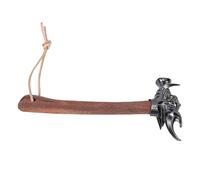 Funien Martello per Cinghiale Martello Multiuso Versatile Multiuso Decorativo in Acciaio Inossidabile Manico in Legno Cinturino Pelle per Auto di Cas (Argento)
