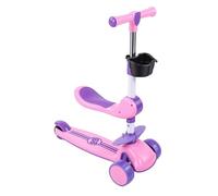 Funien Monopattino a 3 Ruote Illuminato a LED Monopattino da Spingere [Marca] Manubrio Regolabile 3 Ruote Sedile Girevole Rimovibile Pieghevole Lean to Steer Freno P (Rosa)