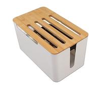 Funien Scatola Portaoggetti per Router WiFi di Grandi Dimensioni, Copertura in bambù con Punta Multiforo per Riporre la TV Domestica, Materiali Sani in Plastica e Legno di bambù,