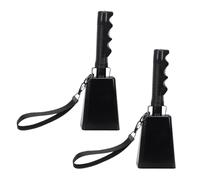 Funien Set di Campanacci in Acciaio Nero da 9 Pollici da 2 Pezzi con Impugnatura Ergonomica, Perfetti per Stimolare la vitalità della Folla Durante le Partite di Calcio