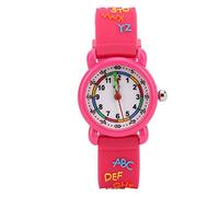 Funien Strumento di Riconoscimento del Tempo per L'orologio dei Cartoni Animati per Bambini (Lettera con guscio in plastica rosa rossa)