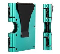 Funifinds Portafoglio da uomo, design reinventato, sottile, minimalista e senza cuciture, blocca scanner RFID con un fermasoldi (alluminio verde)