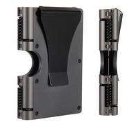 Funifinds Portafoglio da uomo, design reinventato, sottile, minimalista e senza cuciture, blocca scanner RFID con un fermasoldi (grigio alluminio)