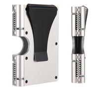 Funifinds Portafoglio da uomo, design reinventato, sottile, minimalista e senza cuciture, blocca scanner RFID con un fermasoldi (alluminio argento)