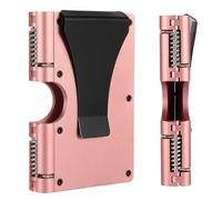 Funifinds Portafoglio da uomo, design reinventato, sottile, minimalista e senza cuciture, blocca scanner RFID con un fermasoldi (alluminio rosa)