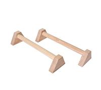 Funihut - Set di 2 parallele in legno, barre per push up con supporto in legno, per fitness, mini parallele per ginnastica callistenica, marrone, 50cm