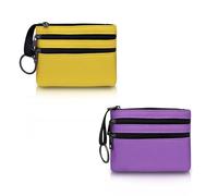 FuninCrea 2 Pezzi Piccolo Portamonete con 3 Tasche con Cerniera e Portachiavi per Donna, in Tela Portacarte Donna Piccolo Mini Portamonete Donne Piccolo Portatile Porta Carte (Stile 1)