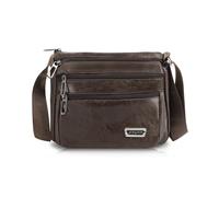 FuninCrea Borsa a tracolla in pelle PU, da uomo, casual, a tracolla, con 4 tasche con cerniera, impermeabile, con tracolla regolabile per lavoro, viaggi
