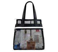 FuninCrea Borsa da spiaggia da donna, pieghevole e portatile, con tasca con cerniera, ad asciugatura rapida, piccola per palestra, dormitorio, viaggi, campeggio, Stile 2-nero, s