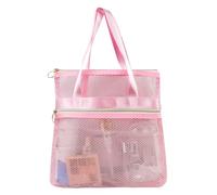 FuninCrea Borsa da spiaggia da donna, pieghevole e portatile, con tasca con cerniera, ad asciugatura rapida, piccola per palestra, dormitorio, viaggi, campeggio, Stile 2-rosa, s