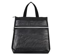 FuninCrea Borsa da spiaggia da donna, pieghevole e portatile, con tasca con cerniera, ad asciugatura rapida, piccola per palestra, dormitorio, viaggi, campeggio, Stile 1-nero, s