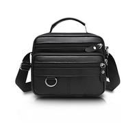 FuninCrea Borsello Uomo Tracolla Vera Pelle Borsa Messenger Uomo con 5 Tasche con Cerniera e Manico, Grande Capacità Casual Crossbody Borsa a Tracolla Uomo per Uso Quotidiano, Lavoro, Viaggi, Stile 2