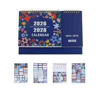 FuninCrea Calendario da parete 2026-2028, 3 anni per la famiglia 2026, con note e 4 adesivi, calendario da tavolo per l'agenda mensile, calendario annuale 2026, regalo per Natale, Capodanno (blu)