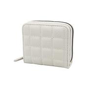 FuninCrea Ladies Purse Wallet, PU Leather Purse with Multiple Card Slots and Compartments, Lady Credit Card Holder with Zipper, Solid Color Wallet with Embroidery Pattern for Women, Girls (bianco)