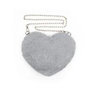 FuninCrea Peluche Borsa Tracolla Donna con Tracolla a Catena Rimovibile di 100 cm, Crossbody Bag Donna A forma di Cuore Borsa Marsupio Donne con Cerniera per il Viaggio Uso Quotidiano (Grigio)