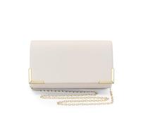 FuninCrea Pochette Donna Elegante Busta Borsa Tracolla Donna con Tracolla a Catena Rimovibile di 100 cm, Pochette Eleganti da Cerimonia Borsa a Mano Donne per Matrimonio Banchetto Festa Prom (Bianca)