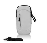 FuninCrea Porta Cellulare per Correre con Tracolla Rimovibile, 2 Tasche con Zip Fascia Porta Cellulare Running Ecopelle Fascia Braccio Running con Cerniera Silenziosa, Grigio