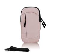 FuninCrea Porta Cellulare per Correre con Tracolla Rimovibile, 2 Tasche con Zip Fascia Porta Cellulare Running Ecopelle Fascia Braccio Running con Cerniera Silenziosa, Rosa