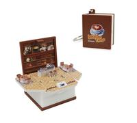 FuninCrea Portachiavi a libro stereoscopico 3D con ciondolo ornamento, pop-up mini libro portachiavi auto puzzle portachiavi divertente per la decorazione zaino chiavi, caffè, 4.5*2.8*4cm